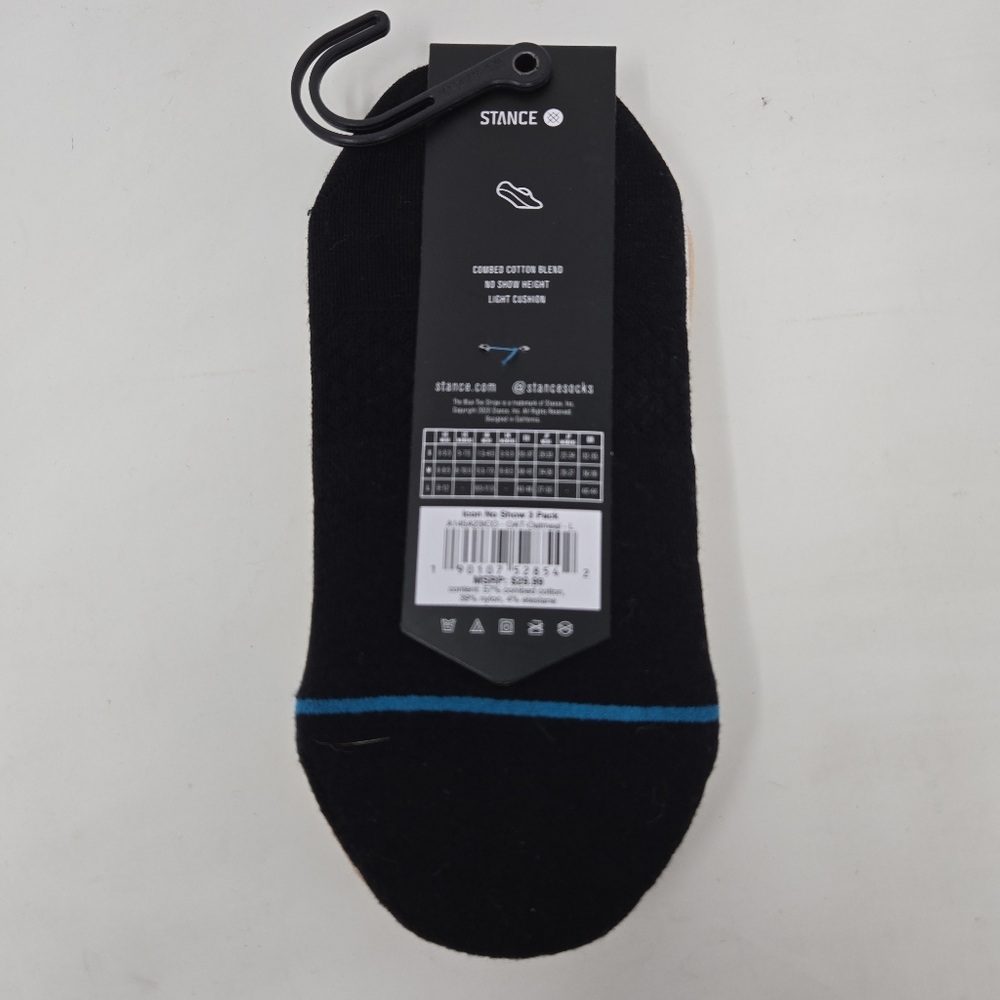 Stance 3 Pack No Show Oatmeal Black White Socks Large Men's Large 9-12 NEW NWT - Picture 2 of 5